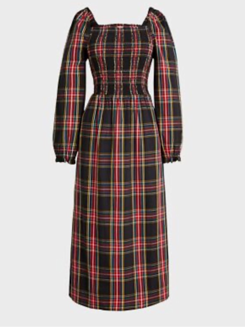 J. Crew Plaid Smocked Midi Dress